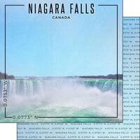 Scrapbook Customs - World Site Coordinates Collection - 12 x 12 Double Sided Paper - Canada - Niagara Falls