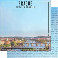Scrapbook Customs - World Site Coordinates Collection - 12 x 12 Double Sided Paper - Czech Republic - Prague