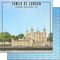 Scrapbook Customs - World Site Coordinates Collection - 12 x 12 Double Sided Paper - England - Tower of London