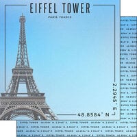 Scrapbook Customs - World Site Coordinates Collection - 12 x 12 Double Sided Paper - France - Eiffel Tower