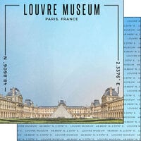 Scrapbook Customs - World Site Coordinates Collection - 12 x 12 Double Sided Paper - France - Louvre Museum