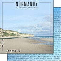 Scrapbook Customs - World Site Coordinates Collection - 12 x 12 Double Sided Paper - France - Normandy