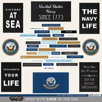 Scrapbook Customs - United States Military Collection - 12 x 12 Cardstock Stickers - Navy Words