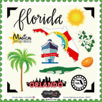 Scrapbook Customs - State Sightseeing Collection - 12 x 12 Cardstock Stickers - Florida