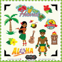 Scrapbook Customs - State Sightseeing Collection - 12 x 12 Cardstock Stickers - Hawaii