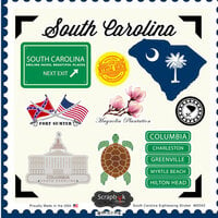 Scrapbook Customs - State Sightseeing Collection - 12 x 12 Cardstock Stickers - South Carolina