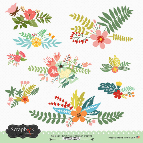 Scrapbook Customs Tropical Excursions Flowers Stickers