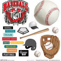 Scrapbook Customs - Sports Collection - 12 x 12 Sticker Cut Outs - Baseball Elements