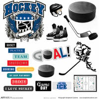 Scrapbook Customs - Sports Collection - 12 x 12 Cut Outs - Hockey Elements