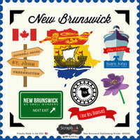 Scrapbook Customs - Canadian Provinces Sightseeing Collection - 12 x 12 Cardstock Stickers - New Brunswick