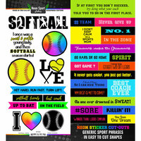 Scrapbook Customs - Neon Sports Collection - Cardstock Stickers - Softball