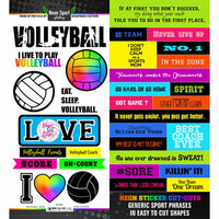 Scrapbook Customs - Neon Sports Collection - Cardstock Stickers - Volleyball