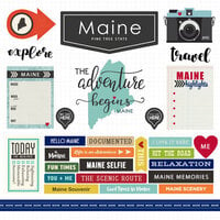 Scrapbook Customs - Adventure Collection - 12 x 12 Cardstock Stickers - Maine