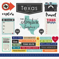 Scrapbook Customs - Adventure Collection - 12 x 12 Cardstock Stickers - Texas