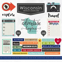 Scrapbook Customs - Adventure Collection - 12 x 12 Cardstock Stickers - Wisconsin