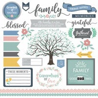 Scrapbook Customs - Family Collection - 12 x 12 Cardstock Stickers - Elements