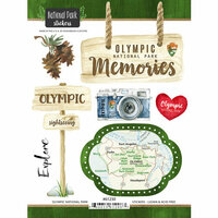 Scrapbook Customs - United States National Parks Collection - Cardstock Stickers - Olympic Watercolor