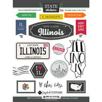 Scrapbook Customs - Postage Map Collection - Cardstock Stickers - Illinois