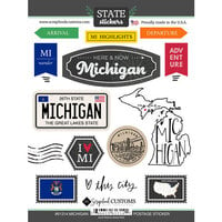 Scrapbook Customs - Postage Map Collection - Cardstock Stickers - Michigan