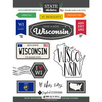 Scrapbook Customs - Postage Map Collection - Cardstock Stickers - Wisconsin