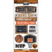 Scrapbook Customs - Cardstock Stickers - Basketball Wood