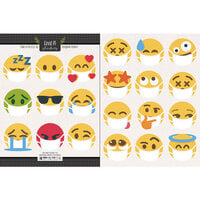 Scrapbook Customs - Cardstock Stickers - Covid-19 Masked Emoji