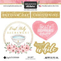 Scrapbook Customs - 6 x 6 Cardstock Stickers - Baptism - Pink and Gold