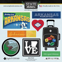Scrapbook Customs - Cardstock Stickers - Happy Travels - Arkansas