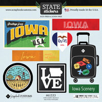 Scrapbook Customs - Cardstock Stickers - Happy Travels - Iowa