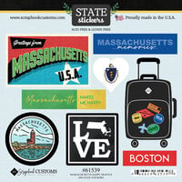 Scrapbook Customs - Cardstock Stickers - Happy Travels - Massachusetts