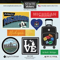 Scrapbook Customs - Cardstock Stickers - Happy Travels - Michigan