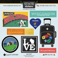 Scrapbook Customs - Cardstock Stickers - Happy Travels - Wisconsin