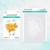 Spellbinders - Layered Stencils Collection - Layering Stencils and Etched Die Bundle - Floral Thank You