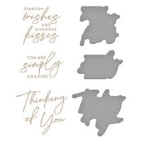 Spellbinders - Glimmer Hot Foil Collection - Plates and Dies - Seahorse Kisses Sentiments