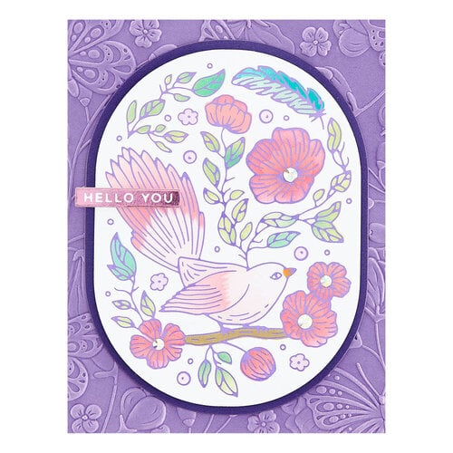 Etched foil art hummingbird and flowers
