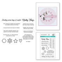 Spellbinders - Home Sweet Quilt Collection - Clear Photopolymer Stamps - Quilty Hugs Sentiments