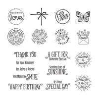 Spellbinders - Floral Reflection Collection - Clear Photopolymer Stamps - Sentiments