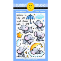 Sunny Studio Stamps - Clear Photopolymer Stamps - Baby Elephants