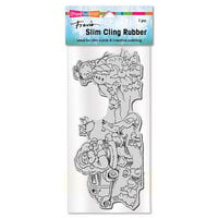 Stampendous - Christmas - Cling Mounted Rubber Stamps - Slimline - Santa Visit