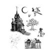 Stampers Anonymous - Tim Holtz - Halloween - Cling Mounted Rubber Stamp Set - Haunted House