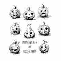 Stampers Anonymous - Tim Holtz - Halloween - Cling Mounted Rubber Stamp Set - Pumpkinhead