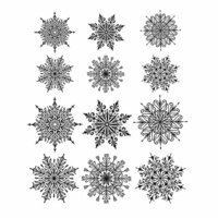 Stampers Anonymous - Tim Holtz - Christmas - Cling Mounted Rubber Stamp Set - Mini Swirly Snowflakes