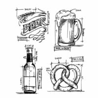 Stampers Anonymous - Tim Holtz - Cling Mounted Rubber Stamp Set - Beer Blueprint