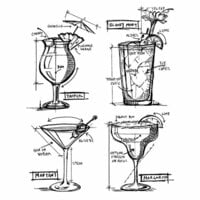 Stampers Anonymous - Tim Holtz - Cling Mounted Rubber Stamp Set - Blueprint - Cocktails