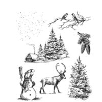 Stampers Anonymous - Tim Holtz - Christmas - Cling Mounted Rubber Stamps - Winterscape