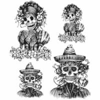 Stampers Anonymous - Tim Holtz - Halloween - Cling Mounted Rubber Stamp Set - Day Of The Dead 1
