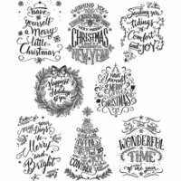 Stampers Anonymous - Tim Holtz - Christmas - Cling Mounted Rubber Stamps - Mini Doodle Greetings