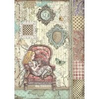 Stamperia - Alice Forever Collection - A4 Rice Paper - Alice On The Chair
