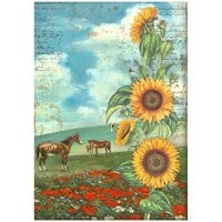 Stamperia - Sunflower Art Collection - A4 Rice Paper - Horses