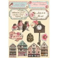 Stamperia - Pink Christmas Collection - Colored Wooden Shapes - Sweet Winter Village
